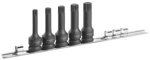 5-piece set of 1/2" drive XZN® male impact sockets on rack